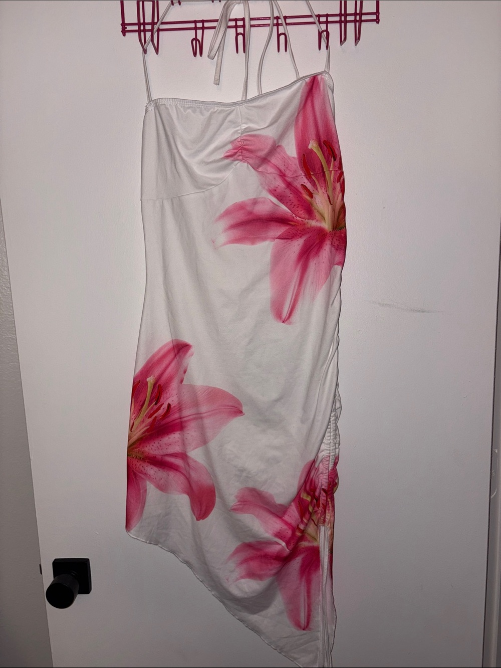 SHEIN White Mini Dress with Pink Floral Print